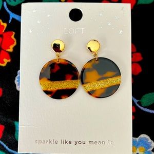 LOFT two tone shimmering circle drop earrings